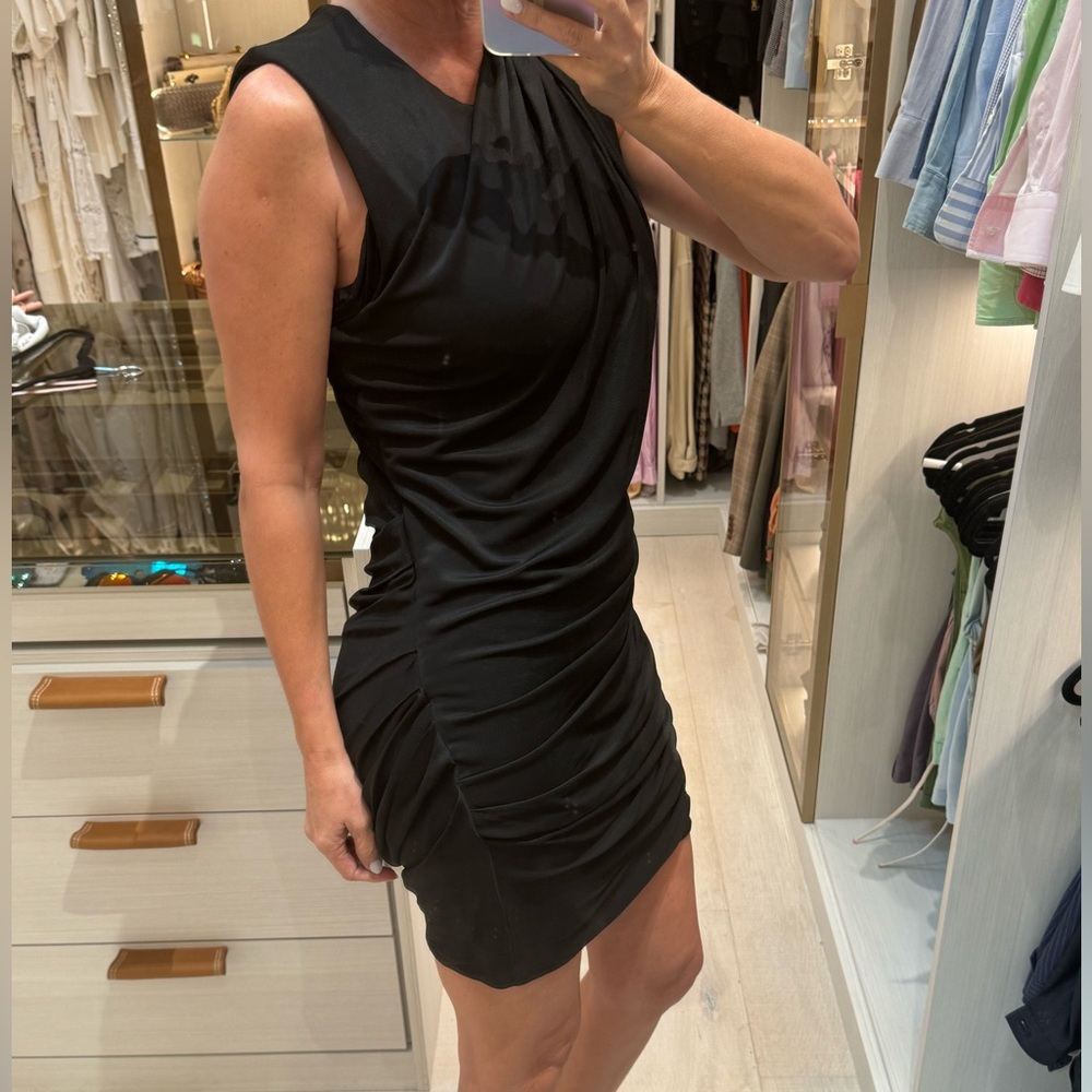 Alexander Wang Black Goddess Ruched Draped
Slinky Mini Dress